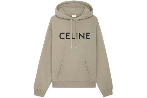 celine loose|Celine Loose Celine Print Hoodie in Cotton Fleece Khaki/Black.